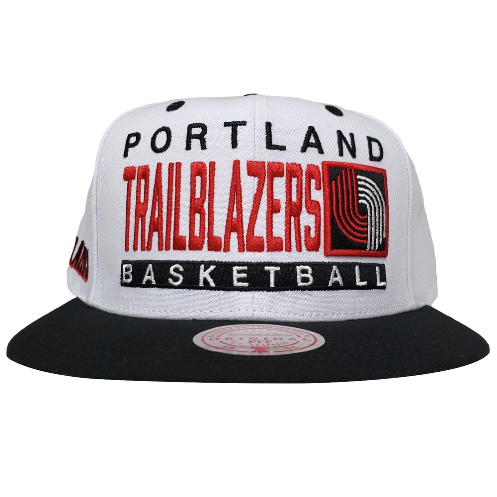 Portland Blazers Mitchell & Ness NBA Snapback Hat Cap 3D Logo White Black NWT